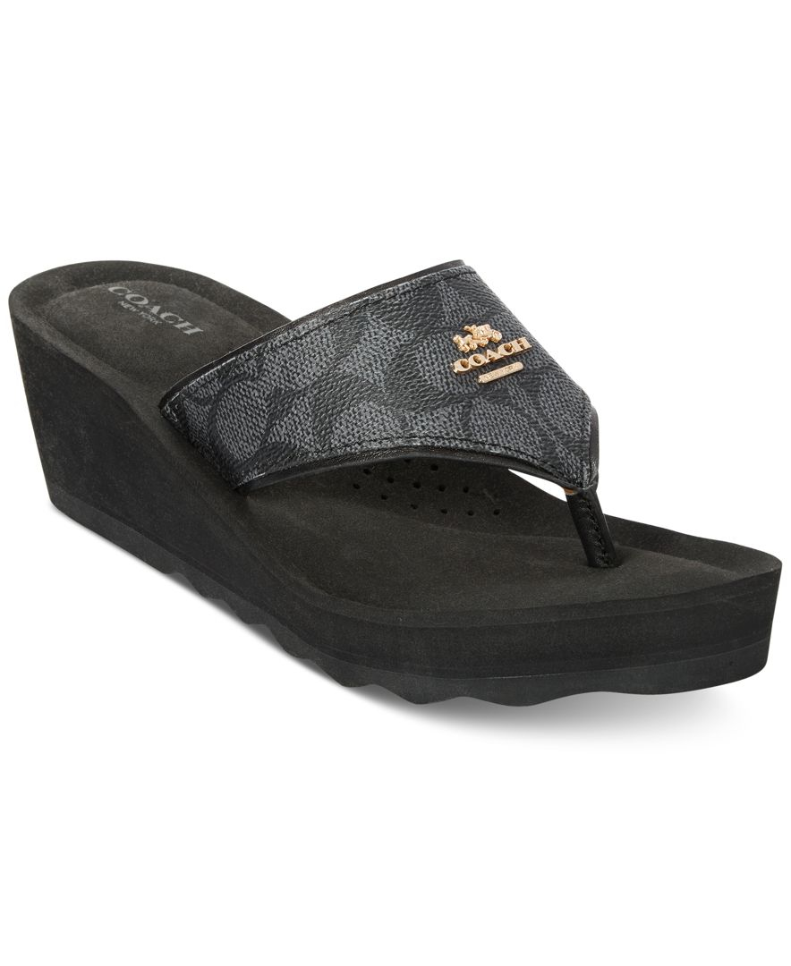 COACH Janice Flip Flops in Black Lyst